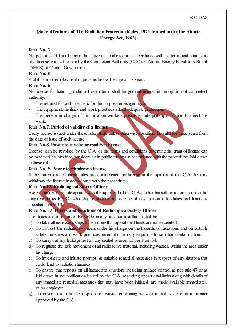 Radiation safety: rules and regulations 44 Radiation safety: rules and regulations 16